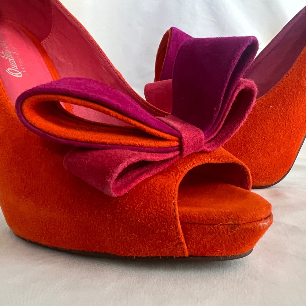JEFFREY CAMPBELL Garrett Orange/Fuschia Suede Combo Heels. NEW!! IN BOX!! - Picture 4 of 8